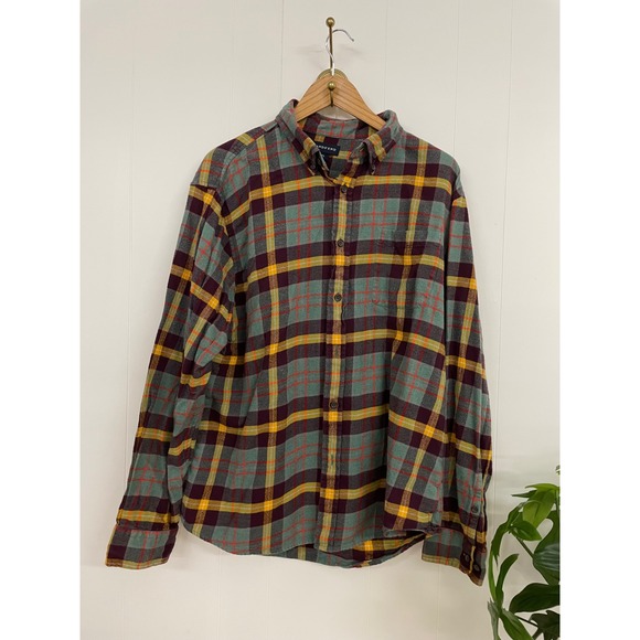 Lands' End Other - Lands End Mens XL Flannel Shirt Plaid Teal Burgundy Traditional Fit Cotton